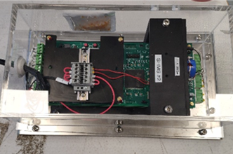 A WISE AIM sensor unit, opened to show the electronics