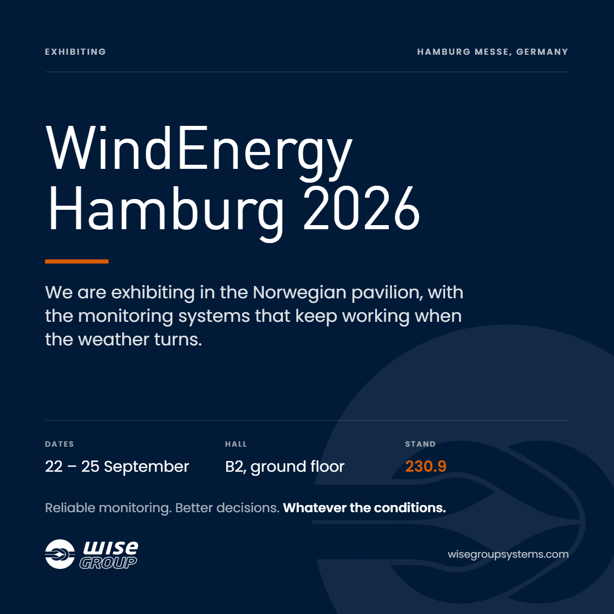 Meet WISE Group at WindEnergy Hamburg 2026