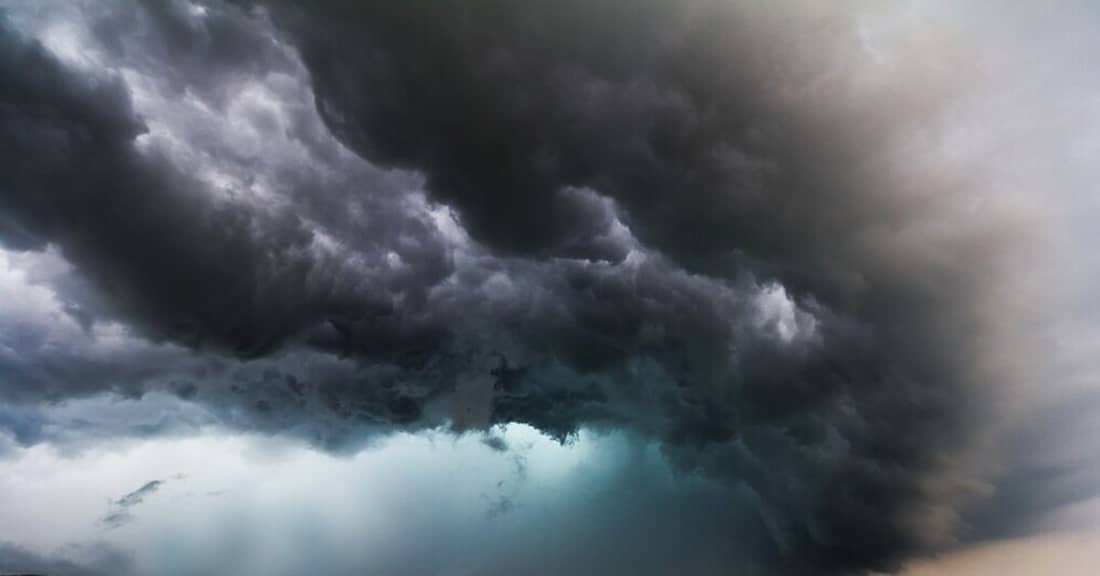 Dark storm clouds building over the sea