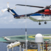 Helicopter landing on offshore helideck