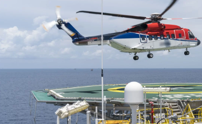 Helicopter landing on offshore helideck